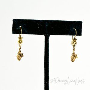 Vintage Pineapple Charm Golden Drop Earrings